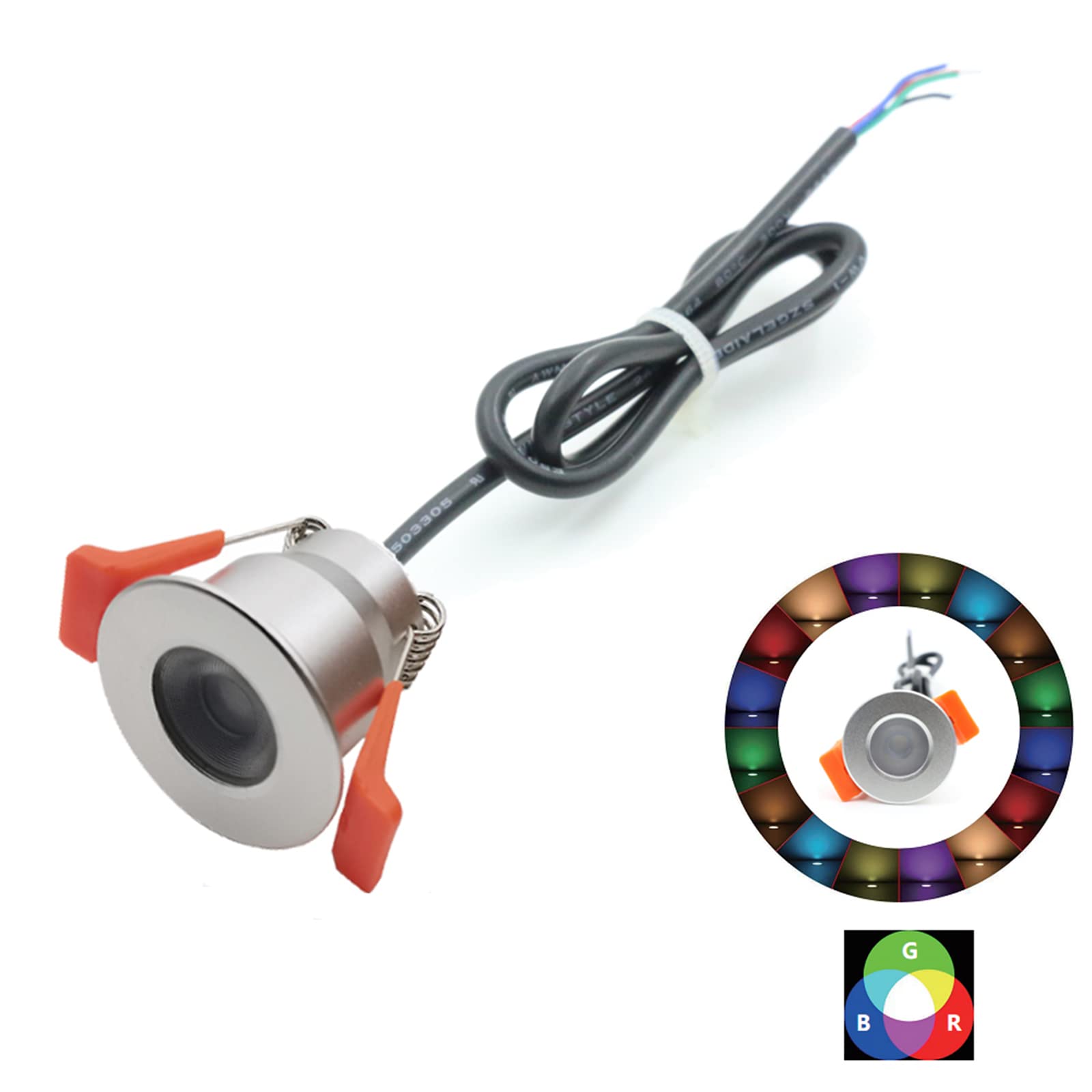 YASHIDA 2W RGB 防水戶外 IP67 LED 甲板台階燈，12VDC 2W 低壓嵌入式 RGB 甲板燈，地埋式照明，戶外庭院小徑樓梯景觀裝飾，兼容 Alexa 和 Google Home