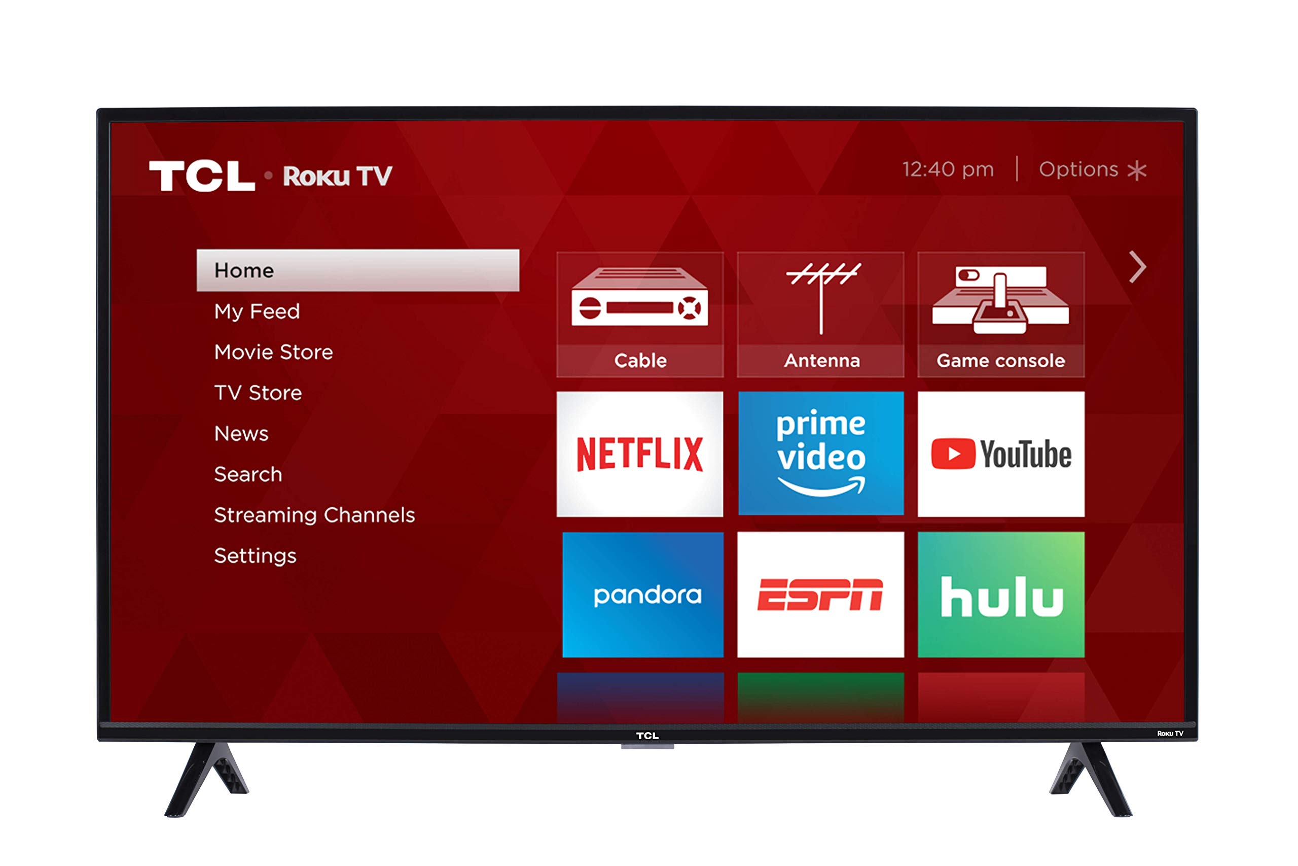 TCL 40吋1080p智慧LED Roku電視 - 40S325，2019款，黑色
