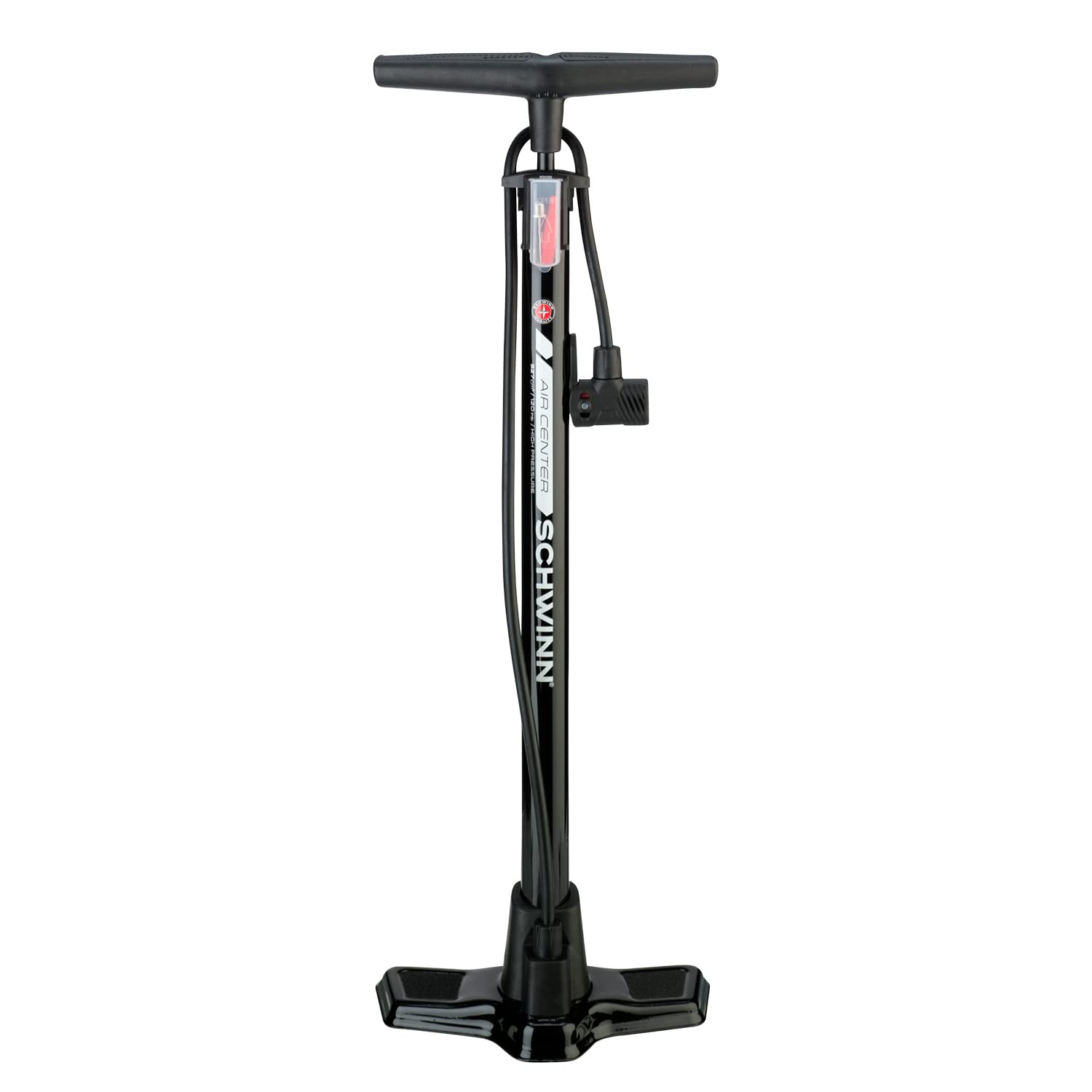 Schwinn Air Center落地式自行車氣筒，附氣壓表，適用於美式和法式氣嘴，多種顏色可選