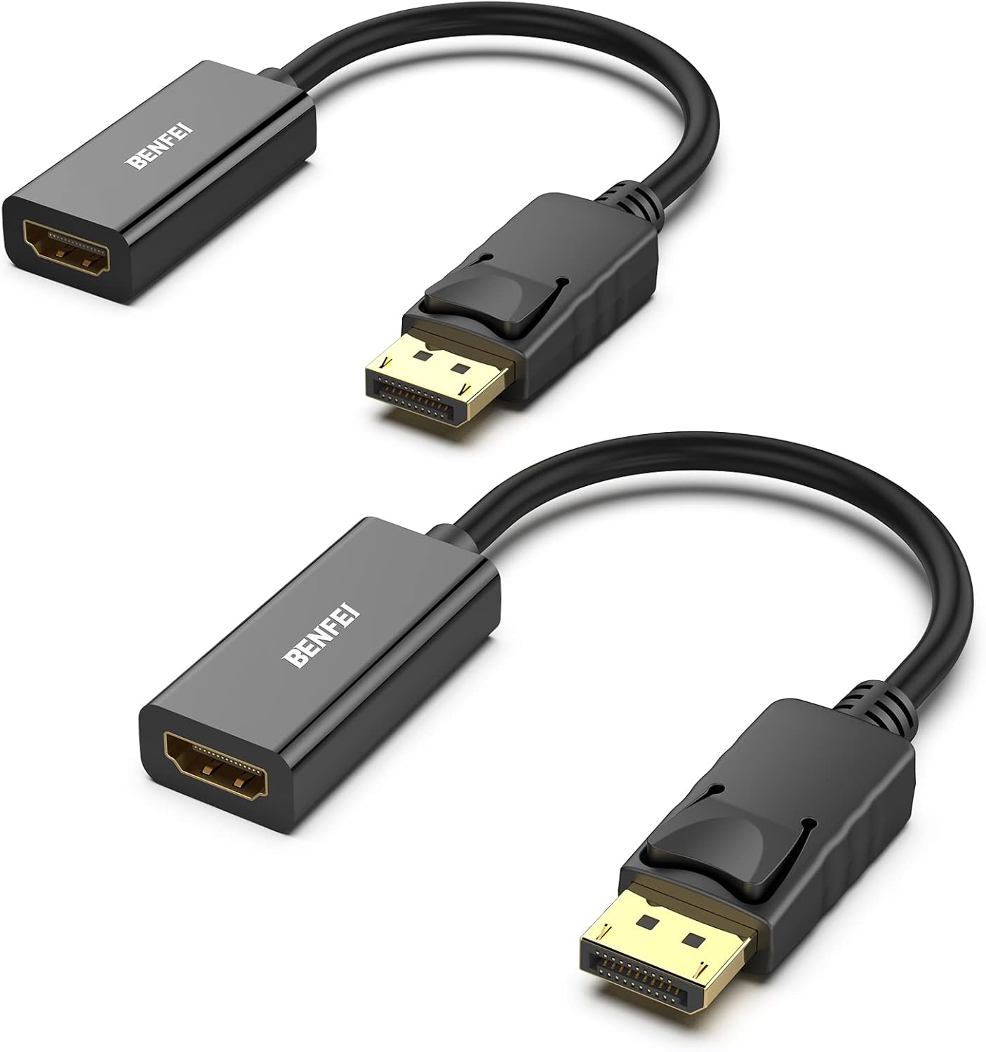 BENFEI DisplayPort 轉 HDMI 轉接器 2 件裝，DP DisplayPort 轉 HDMI 轉換器，公頭轉母頭，鍍金線，相容聯想、戴爾、惠普等品牌