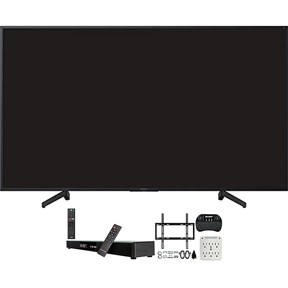 Sony XBR-65X800G 65 吋 4K 超高清 LED 智慧電視套裝，包含 Deco Gear 31 吋條形音箱、Deco Mount 平面壁掛支架套裝、Deco Gear 無線鍵盤和帶夜燈的 6 位防浪湧適配器