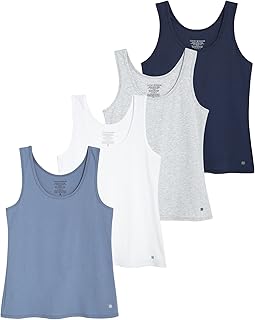 女士背心 - 4 件裝彈性棉圓領無袖 T 卹（S-XL）