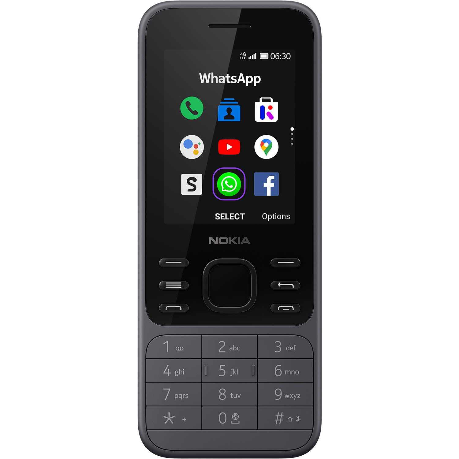 Nokia 6300 4G | 無鎖 | 雙卡雙待 | WiFi 熱點 | 社交應用 | 谷歌地圖和助手 | 淺炭灰色