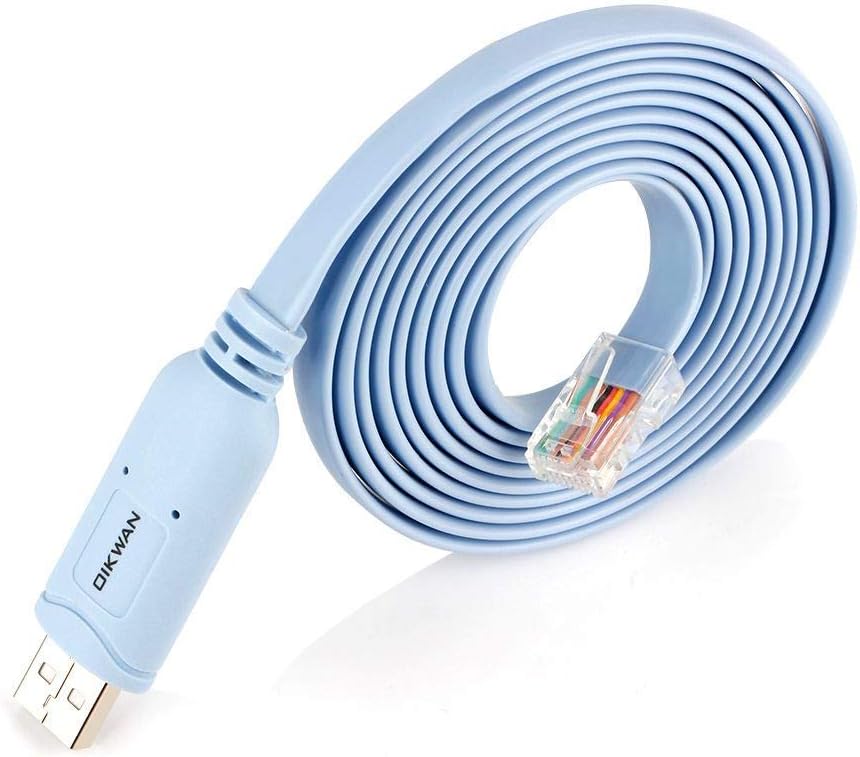 OIKWAN 控制台線纜，USB 控制台線纜，USB 轉 RJ45 控制台線纜，附 FTDI 晶片，相容於 Cisco、華為、HP、Arista、Opengear、Aruba、Juniper 路由器/交換機，適用於 Windows、Mac 等作業系統下的筆記型電腦。