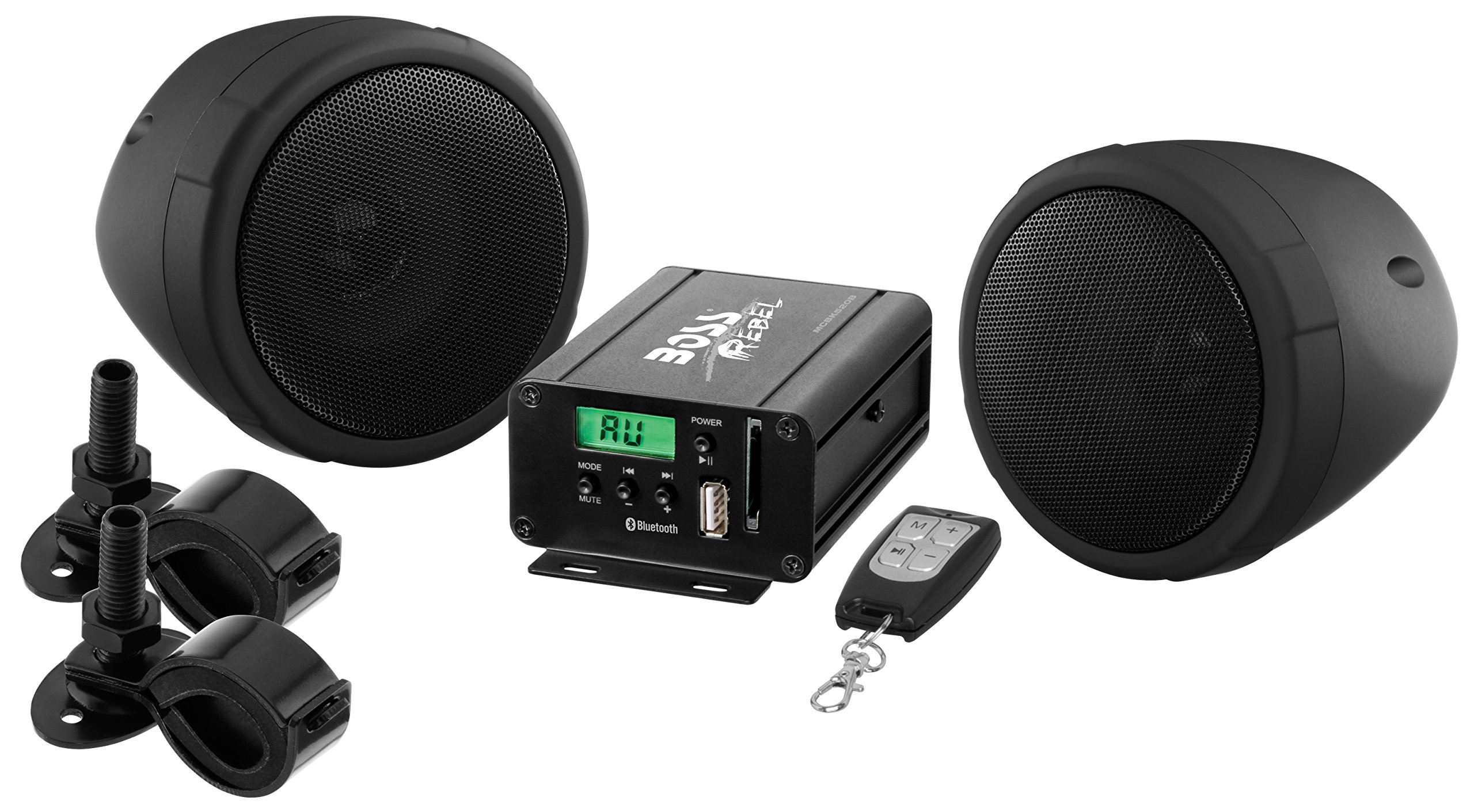 BOSS Audio Systems MCBK520B 摩托車揚聲器和擴大機音響系統 - 藍牙、防水、3 吋揚聲器