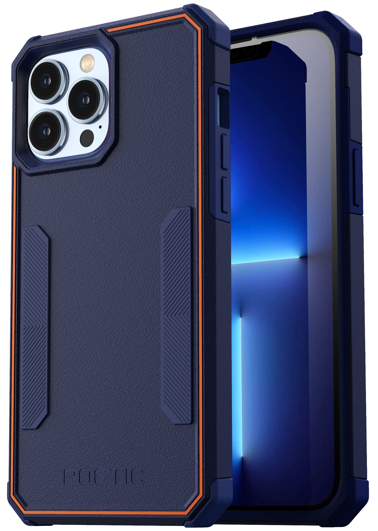 詩意霓虹系列手機殼，專為 iPhone 13 Pro 設計，雙層加厚堅固耐用輕薄防震保護殼，2021 新款，適用於 6.1 吋 iPhone 13 Pro，海軍藍