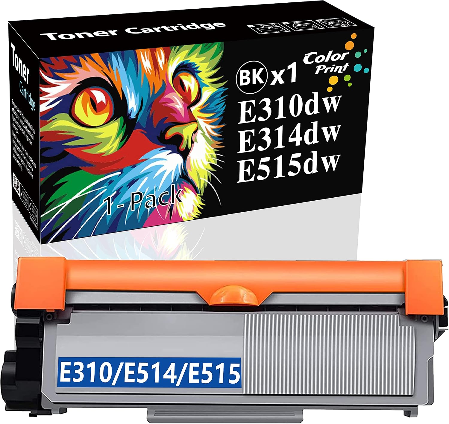 ColorPrint 相容於 E515DW 碳粉匣，可取代戴爾 E310dw E514 E310 593-BBKD，適用於 E514DW E515DN E515D P7RMX PVTHG 雷射印表機（1 個裝，黑色）