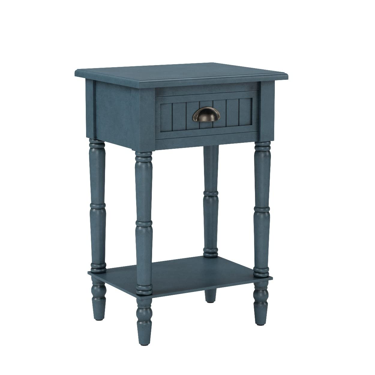 Decor Therapy Bailey 珠板單抽屜邊桌，尺寸：14 x 17 x 26.5 英寸，復古海軍藍