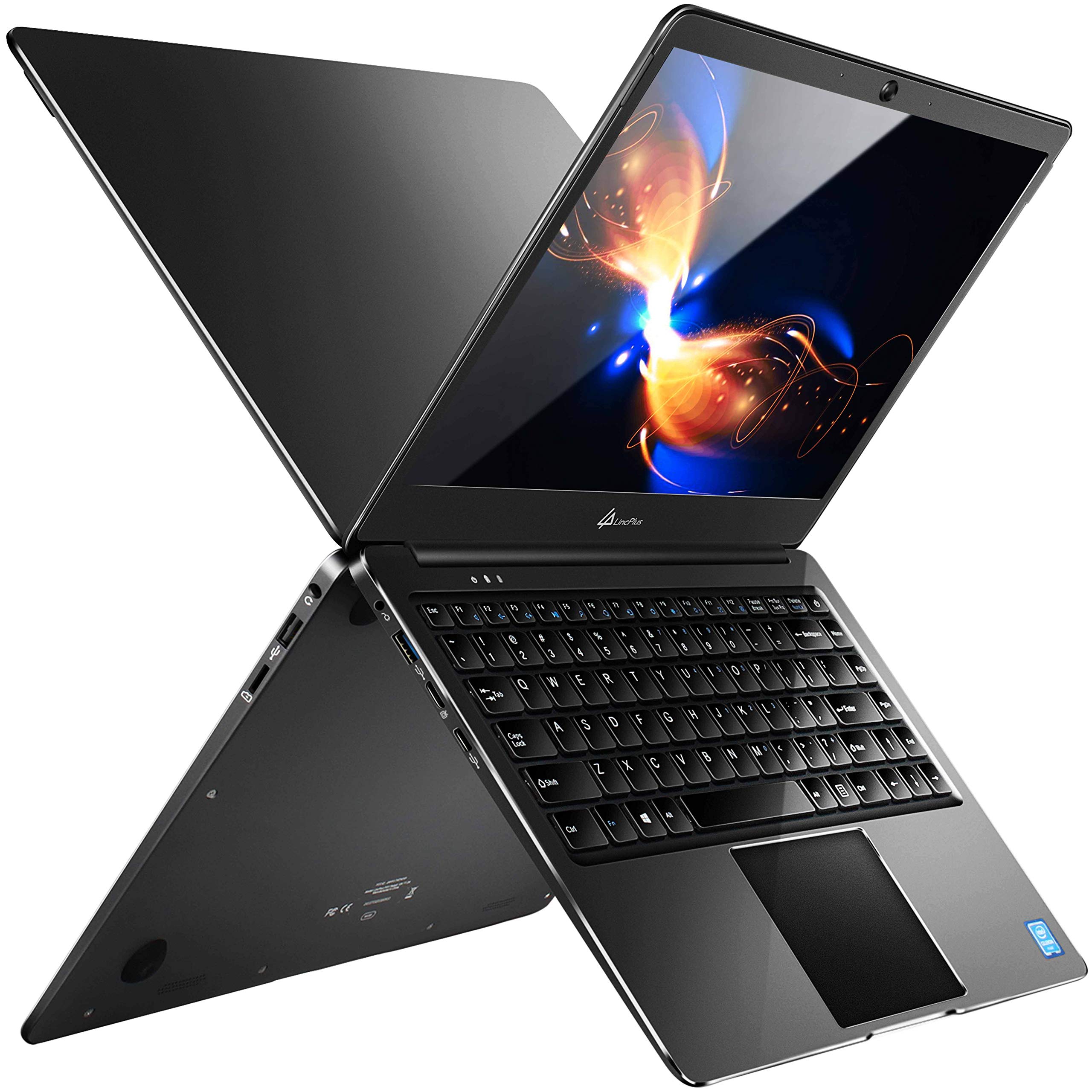 LincPlus 14吋輕薄筆記型電腦，英特爾賽揚處理器，全高清IPS顯示屏，4GB DDR內存，64GB eMMC存儲，迷你金屬機身，支援128GB TF卡和1TB SSD擴展，預裝Windows 10家庭版（S模式）。