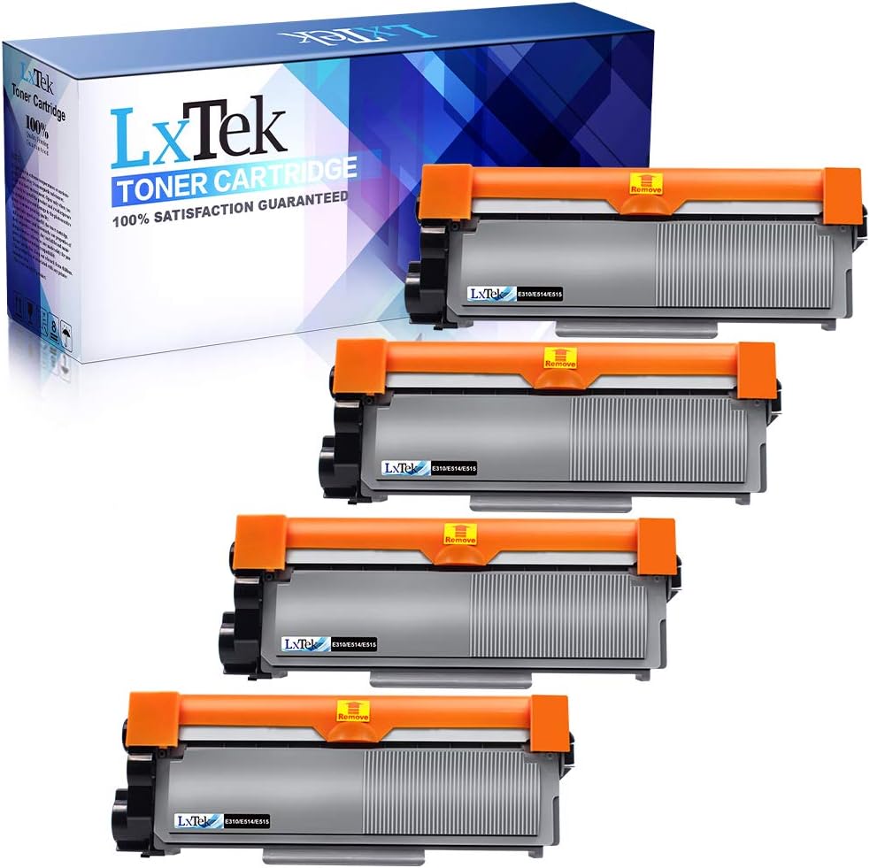 LxTek 相容於硒鼓，適用於戴爾 E310dw P7RMX PVTHG 593-BBKD E310 E514 E515，可用於 E310dw、E515dw、E514dw、E515dn 印表機，高容量（黑色，4 支裝）