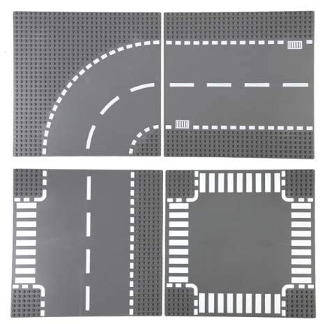 客製化玩具及嗜好 8 件套城市積木道路底板 - 直路十字路口彎道 T 型路口板 - 10x10 英吋 - 聖誕節生日禮物，相容於所有主流品牌