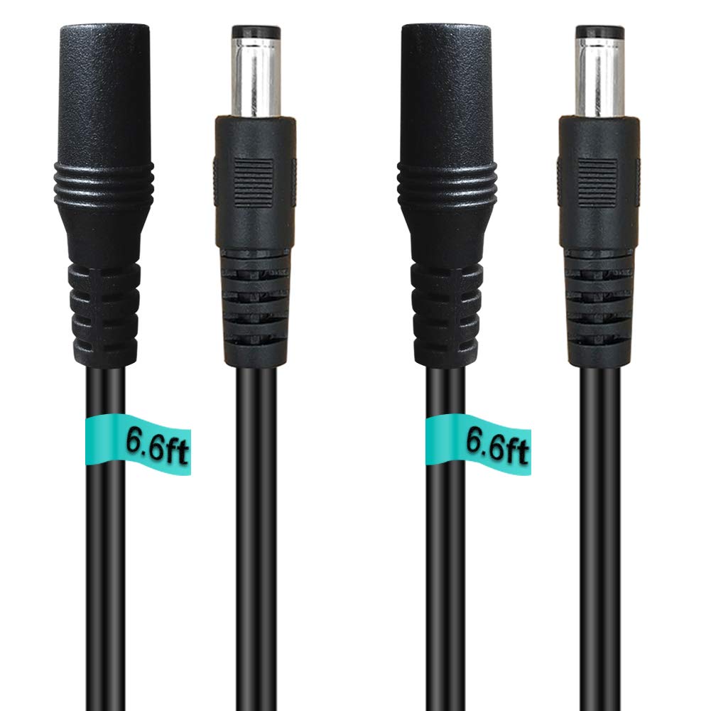 SIOCEN【2條裝】6英尺直流延長線 5.5mm x 2.1mm 公對母電源線，適用於閉路電視安防監控室內IP攝影機DVR獨立式LED燈條、汽車、12V直流電源適配器