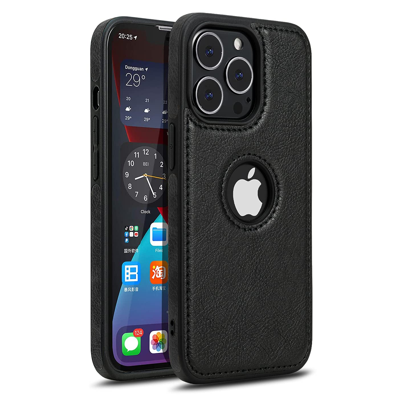 Razstorm 獨特設計奢華皮革商務手機殼，適用於 iPhone 13 Pro Max，防滑防刮超薄保護殼（2021 年款，6.7 吋）（黑色）