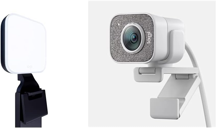 Logitech Litra Glow 高級 LED 直播燈，配備 TrueSoft 和羅技 StreamCam，白色，適用於內容創作者和主播