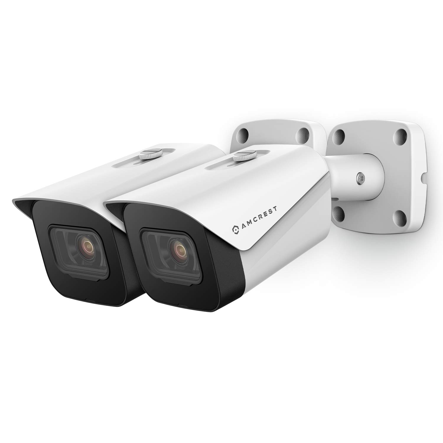 Amcrest 2 件裝超高清 4K (8MP) 子彈型 POE IP 攝像頭，3840x2160 分辨率，98 英尺夜視距離，2.8 毫米鏡頭，IP67 防水防塵，105° 視場角，支援最大 256GB MicroSD 卡錄製，白色 (2PACK-IP8M-24968M-24492)