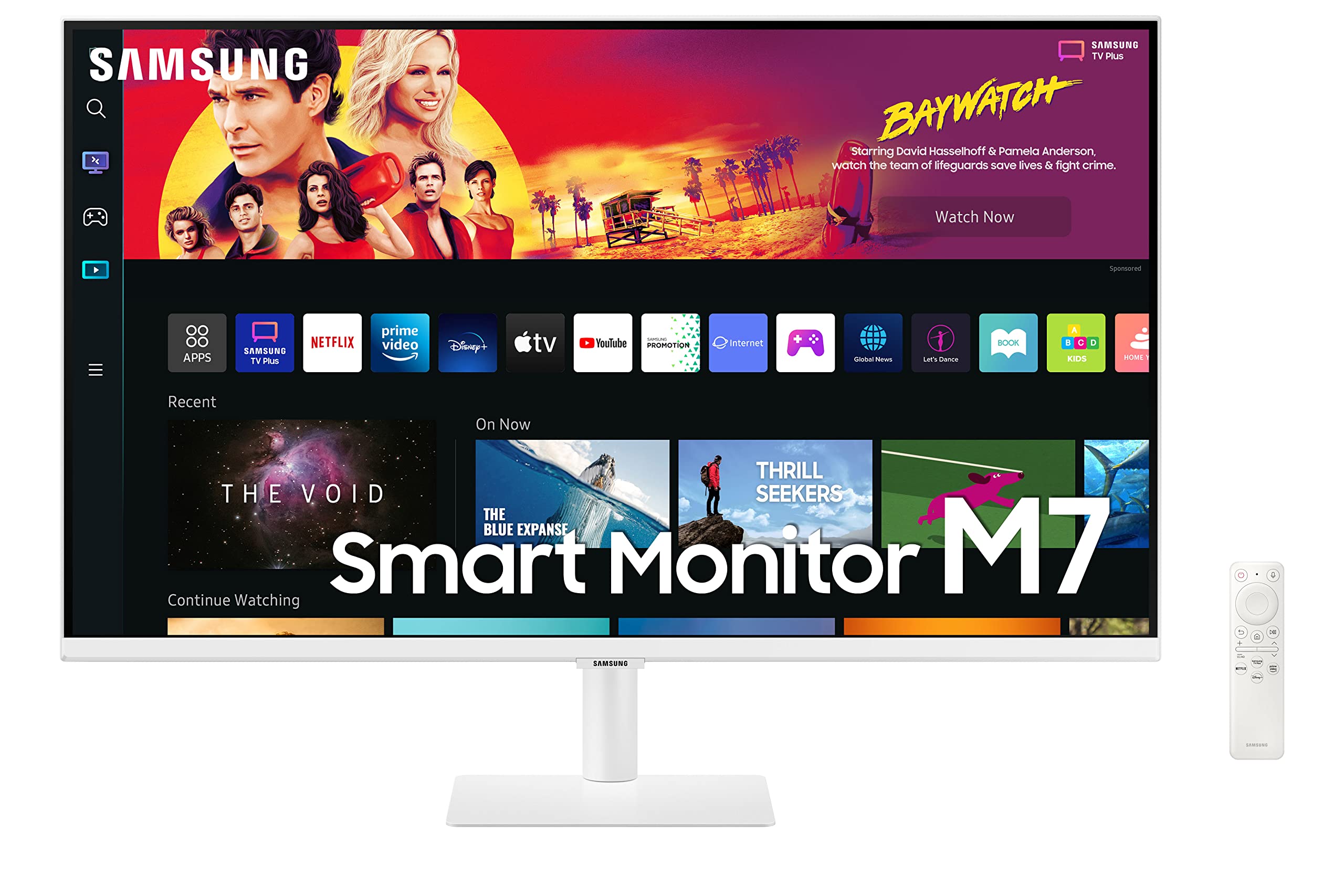 三星 32 吋 M70B 系列 4K 超高清 USB-C 智慧顯示器及串流電視，4 毫秒反應時間，60 赫茲刷新率，支援 HDR10，無線顯示，超薄相機，遊戲和物聯網中心，內建 Alexa 語音助手，2022 年款，型號 LS32BM703UNXZA，白色