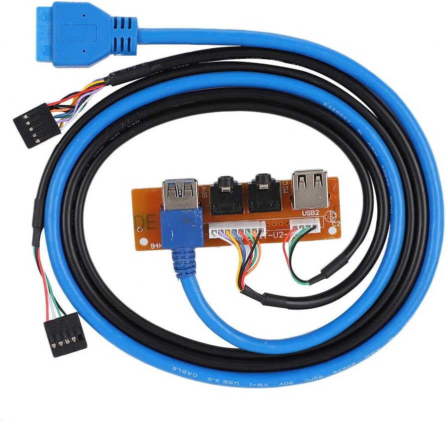 USB 3.0 雙埠 & 高畫質音訊前面板，電腦擴充板，附 2 個 USB 3.0 連接埠集線器和 55 公分延長線，（音訊 & 麥克風 & USB）