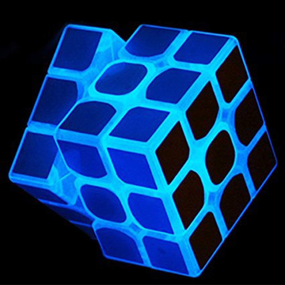 3x3 藍色螢光速旋魔術方 夜光魔術方塊 3D益智玩具 智力拼圖 適合兒童和成人 (3x3 藍色螢光)