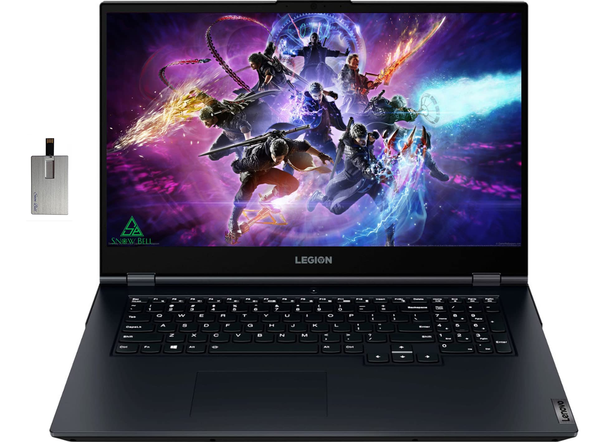 聯想 2023 年 Legion 5 17.3 吋 144Hz 遊戲筆記型電腦，搭載 AMD Ryzen 7 5800H 處理器、32GB 記憶體、1TB PCIe 固態硬碟、NVIDIA GeForce RTX 3050 顯示卡、背光版鍵盤、WiFi 6、11 配色、Bell Windows 配色、Bell 23 配色方案