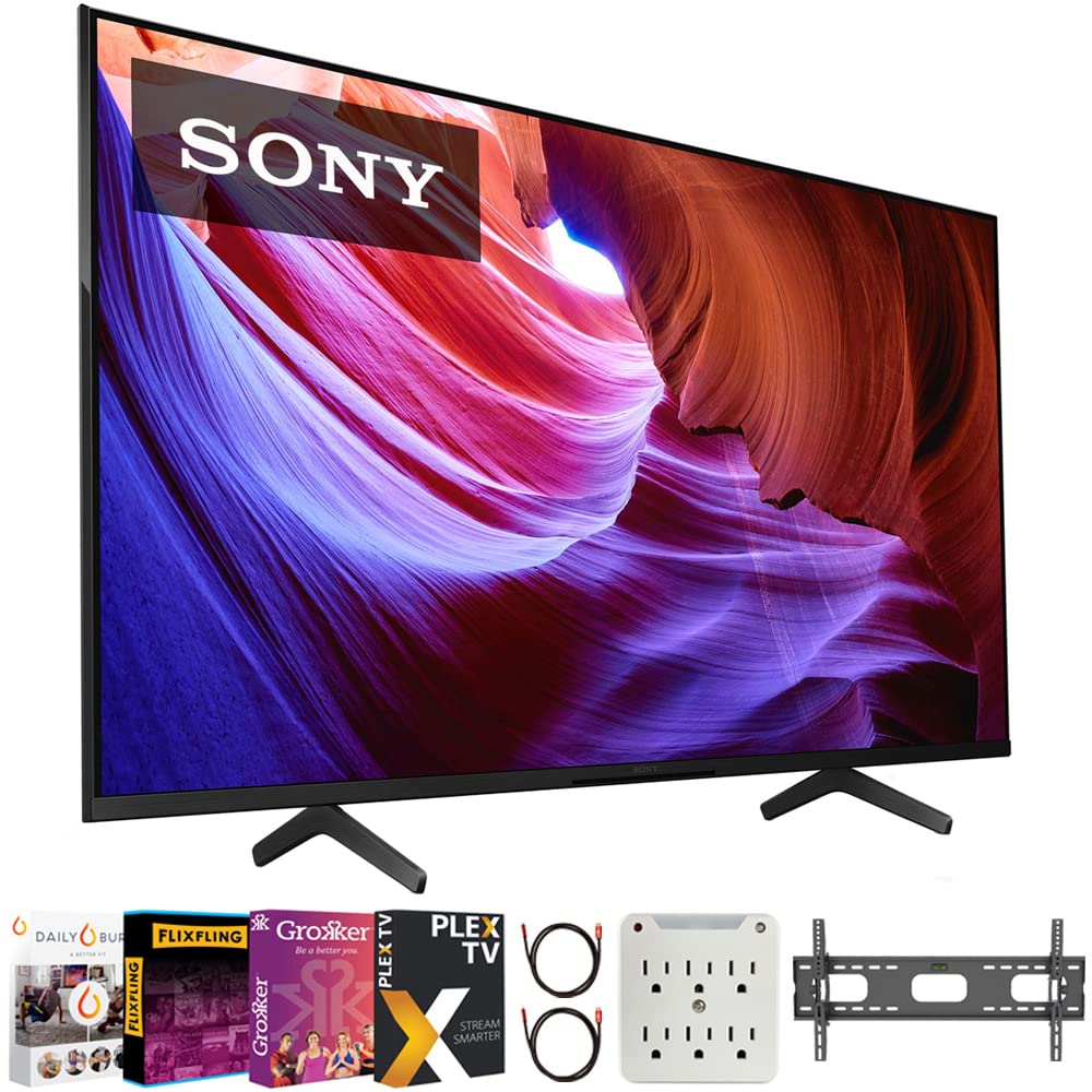 Sony KD85X85K 85 吋 X85K 4K HDR LED 電視，配備 Google TV 智慧電視盒（2022 年款），包含 Premiere Movies 串流服務 + 37-100 吋電視壁掛架 + 6 位元防突波轉接器 + 2 根 6 呎 4K HDMI 2.00 線