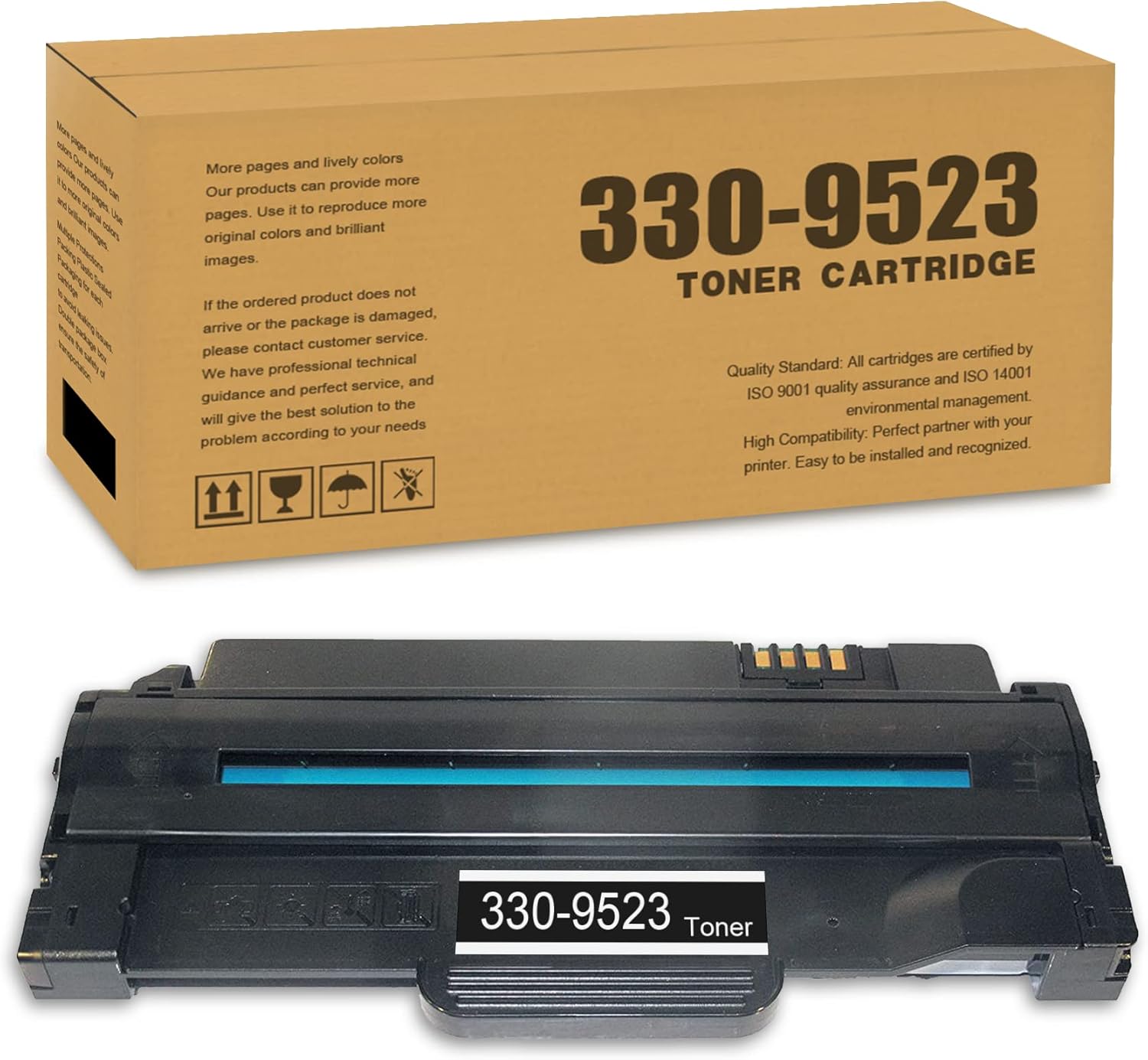 適用於戴爾 (DELL) 330-9523、1133、1135n、1130、1130n、330-9523、2MMJP、7H53W、7W53W 列印機的 330-9523 黑色硒鼓（單支裝）。