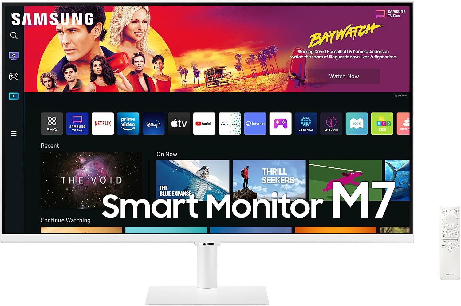 三星 32 吋 M70B 系列 4K 超高清 USB-C 智慧顯示器及串流電視，4 毫秒反應時間，60 赫茲刷新率，支援 HDR10，無線顯示，超薄相機，遊戲和物聯網中心，內建 Alexa 語音助手，2022 年款，型號 LS32BM703UNXZA，白色