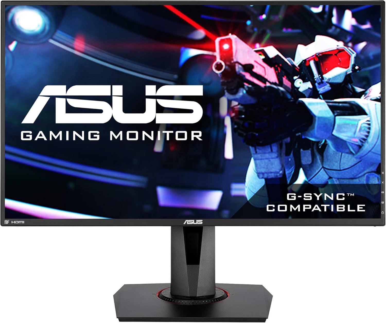 華碩 VG278Q 27 吋全高清 1080P 144Hz 1ms 愛眼 G-Sync 相容於 Adaptive Sync 遊戲顯示器，配備 DP、HDMI 和 DVI 接口