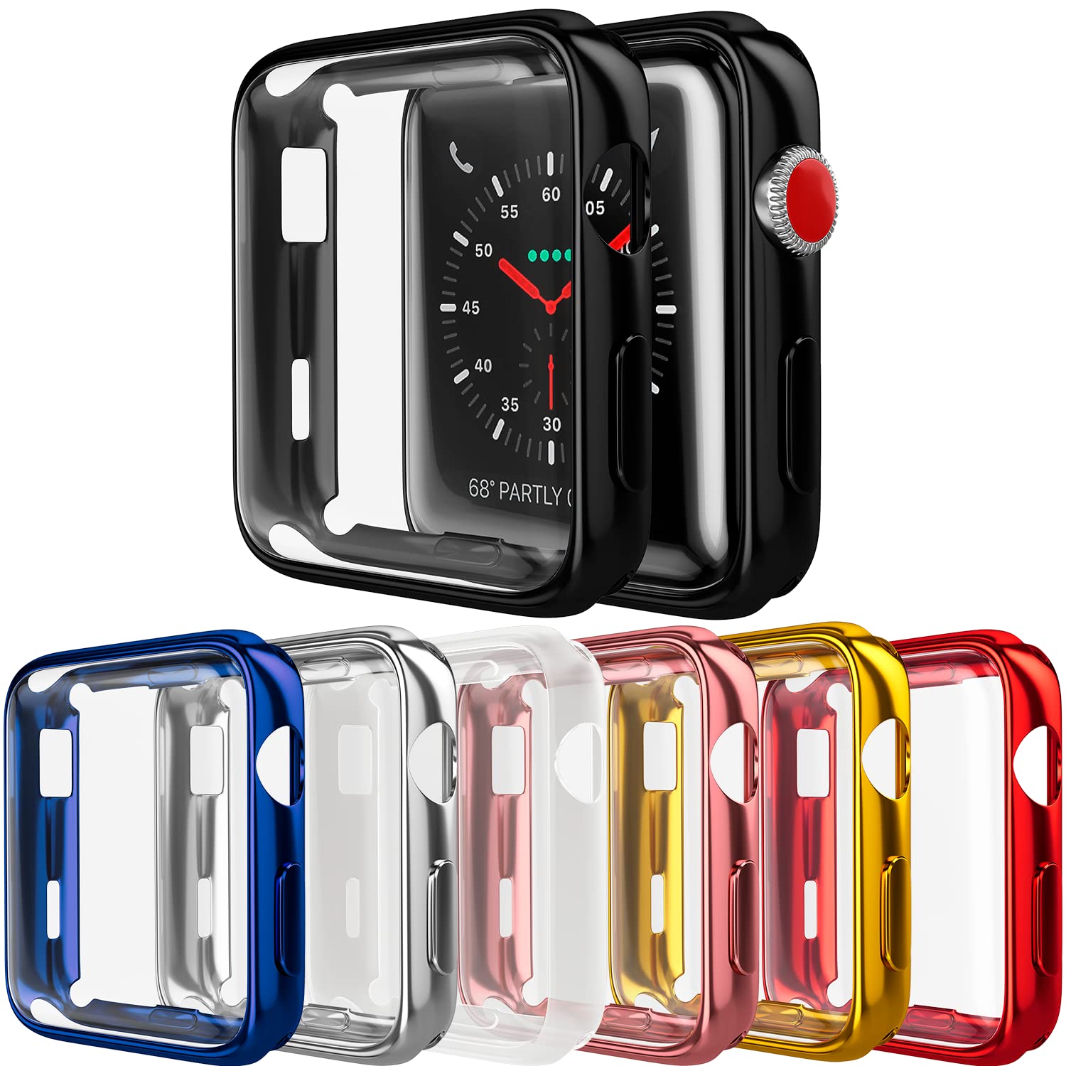 【7 件裝】D&K 獨家款，相容於 Apple Watch 40mm 錶殼，柔軟 PC 材質，內建 TPU 螢幕保護貼，男女通用 iWatch Series 6/5/4/SE