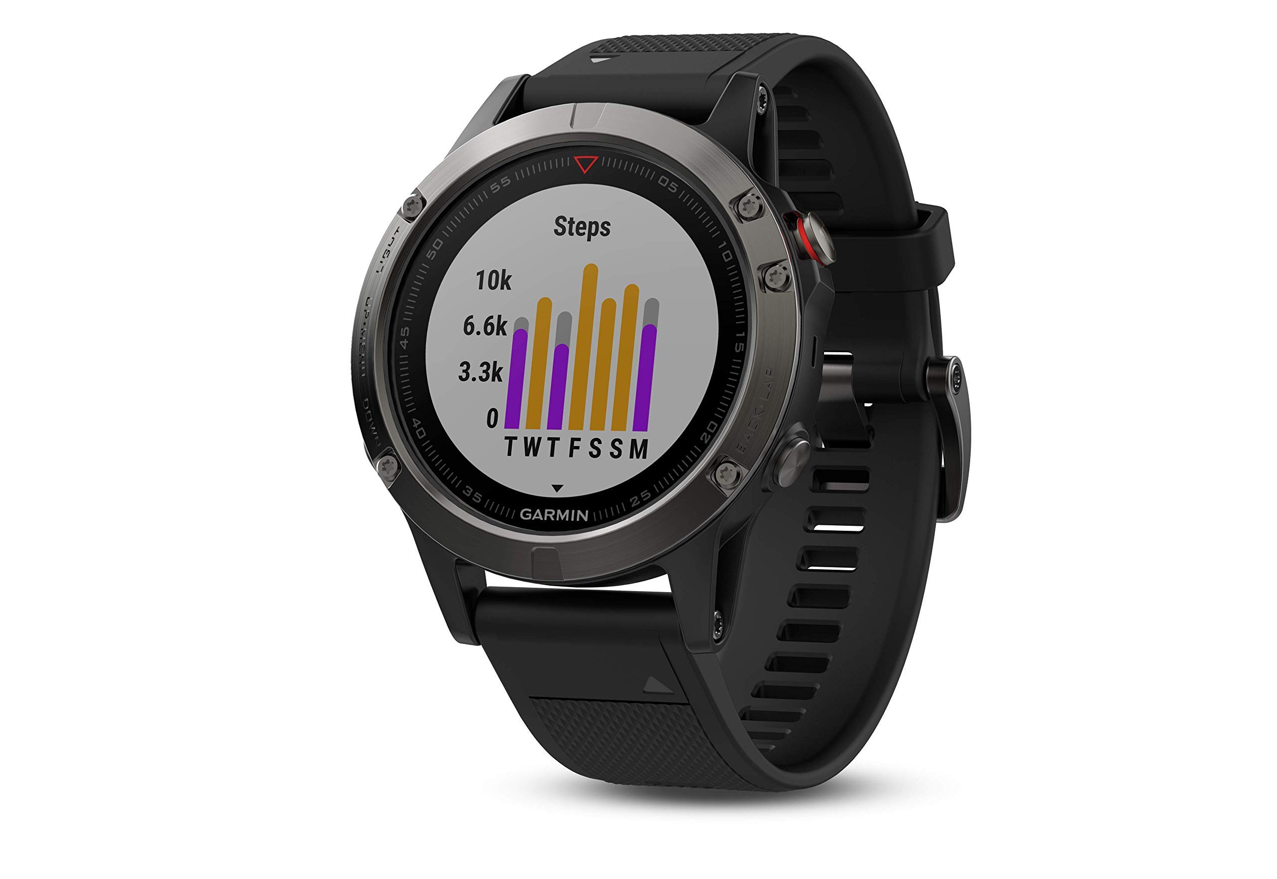 Garmin fēnix 5，高階堅固耐用多功能運動 GPS 智慧手錶，石板灰/黑色錶帶，47 毫米