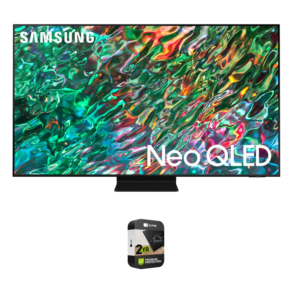 三星 QN55QN90BA 55 吋 Neo QLED 4K 智慧電視（2022 年）套裝，含 2 年高級 CPS 增強保護包