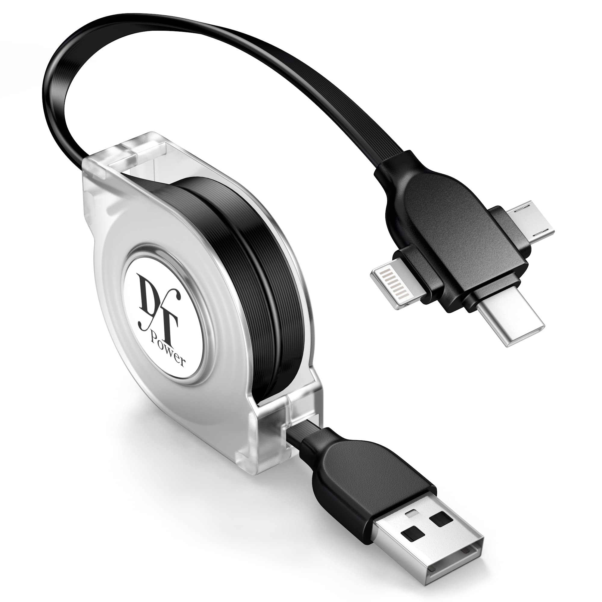 可伸縮三合一充電線，3.3 英尺（1 公尺），Lightning 轉 Micro USB Type-C 線，支援 CarPlay，適用於 iPhone、iPad、iPod、三星等裝置。