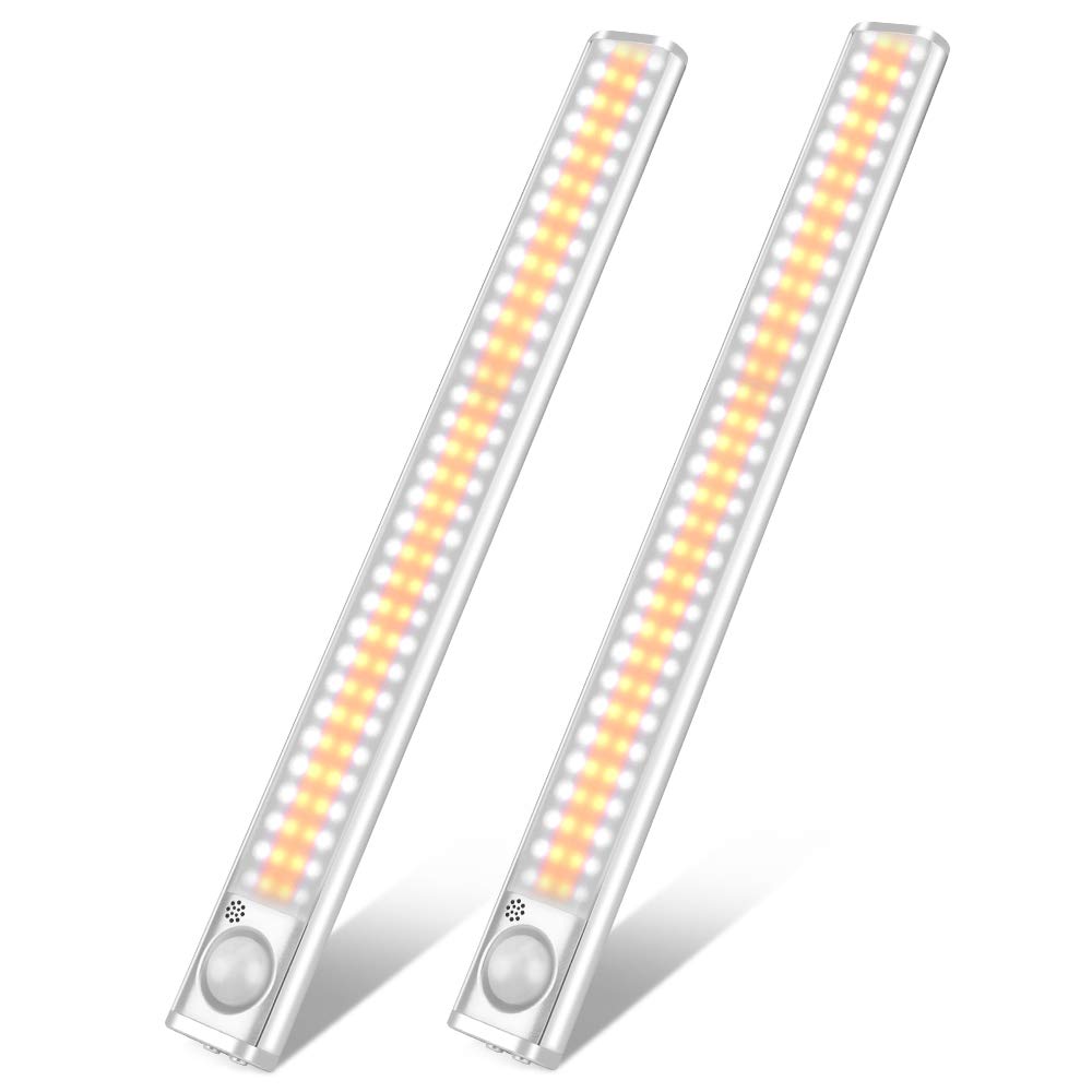 goodland 160 LED 衣櫃燈 人體感應櫥櫃燈 室內無線照明 3600mAh 電池供電燈條 可調光可充電衣櫃燈 適用於廚房、衣櫃、樓梯（2 件裝）