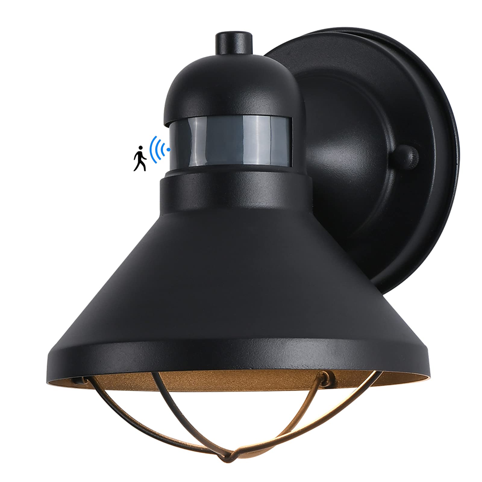 LONEDRUID 戶外 LED 感應壁燈，黃昏到黎明自動感應，適用於穀倉、鄉村風格，黑色農舍壁燈，可安裝在車庫、露台、陽台、門口。