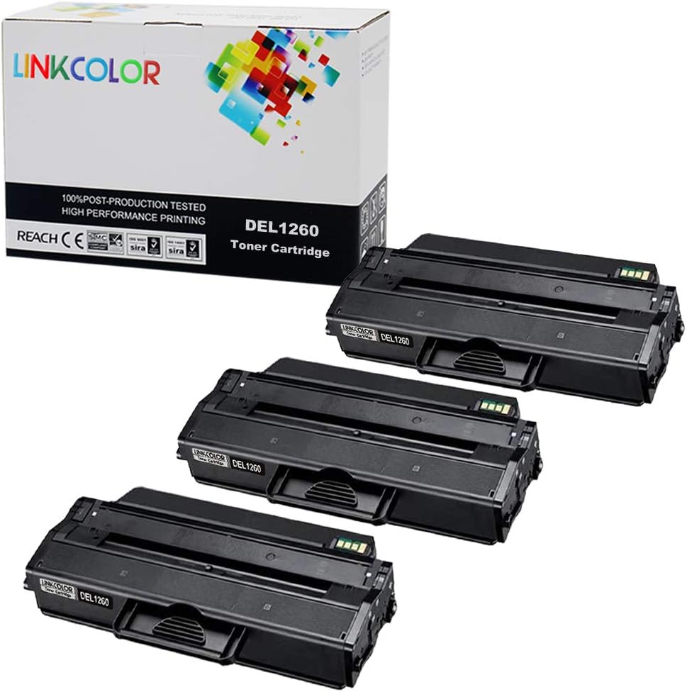 Linkcolor 相容於戴爾 B1265dnf 硒鼓，適用於戴爾 B1260dn、B1265dnf 和 B1265dfw 雷射印表機，黑色，3 支裝