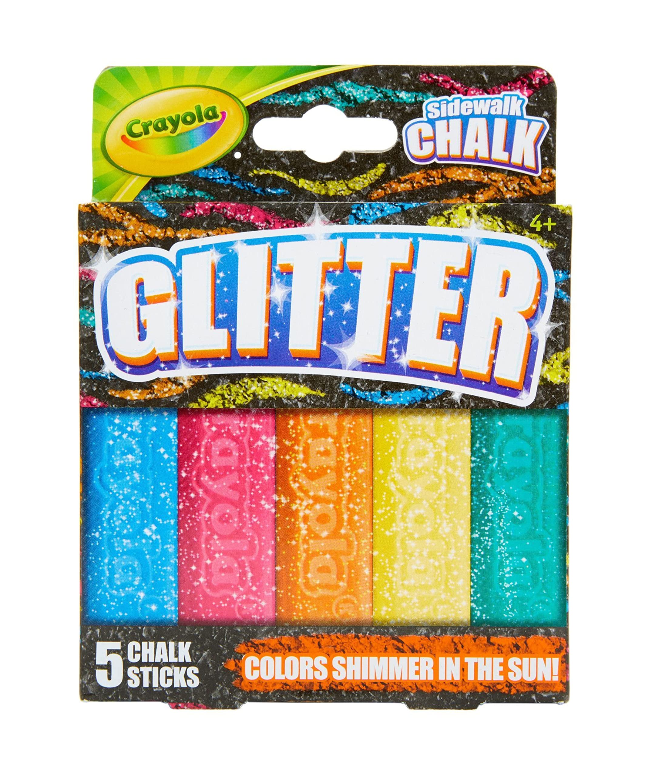 Crayola 戶外粉筆，閃光人行道粉筆，夏日玩具，5 支裝