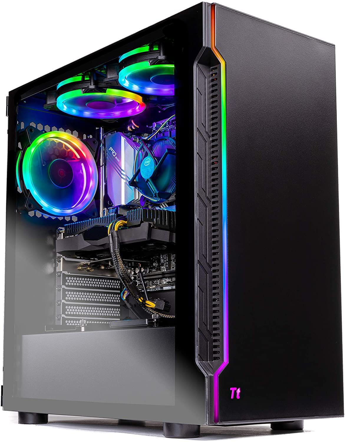 Skytech Shadow 遊戲桌上型電腦 – 英特爾酷睿 i5 10400F 2.9 GHz 處理器、RTX 3050 顯示卡、1TB NVMe 固態硬碟、8GB DDR4 3200 記憶體、600W 金牌電源作業系統、AC 無線網路卡、Windows 10 家庭版 64 位元家用版