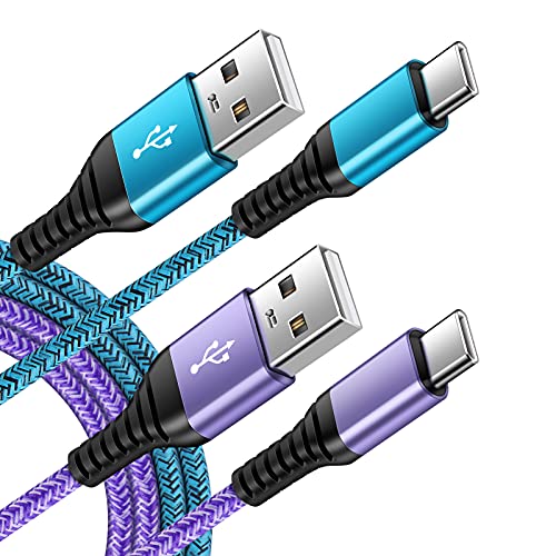 C型充電線，快速充電USB Type-C數據線，安卓充電線，6英尺（約1.8米），2條裝，適用於三星Galaxy S23 S22 S21 S20 Ultra S20+ Note 20 10 S10 S9 Plus A12 A11 A52、一加8T 9、Pixel 6a 4 4 34 手機。