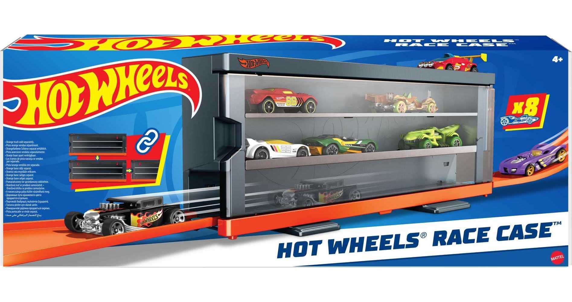 Hot Wheels互動展示盒，內含8輛1:64比例Hot Wheels小車，可收納12輛玩具車，可連接Hot Wheels軌道，是收藏家和4歲及以上兒童的禮物。 [亞馬遜獨家]