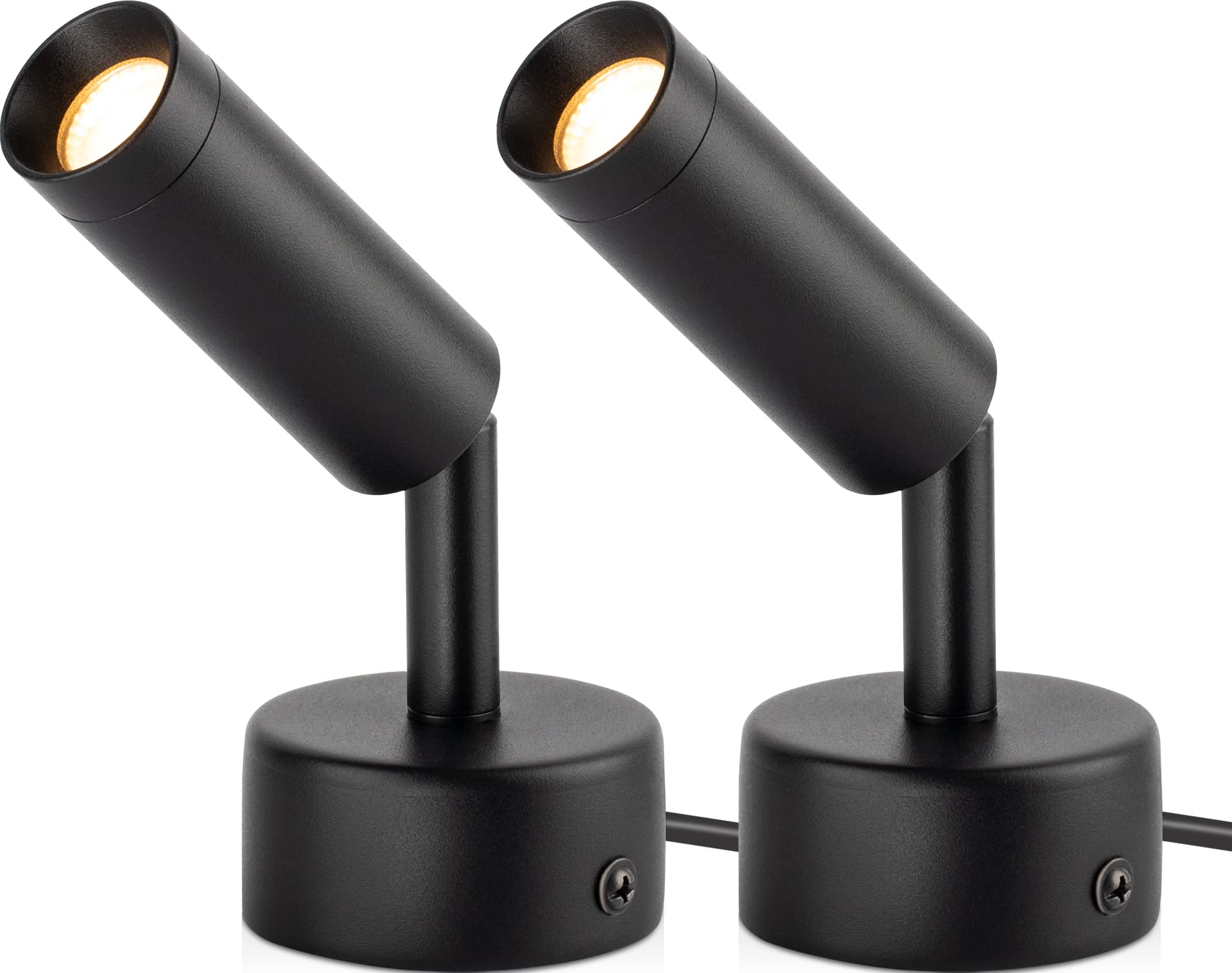 URTOM 2 件裝室內 LED 射燈，適用於植物，120V 落地射燈，暖白光，帶 5.9 英尺插頭線和腳踏開關
