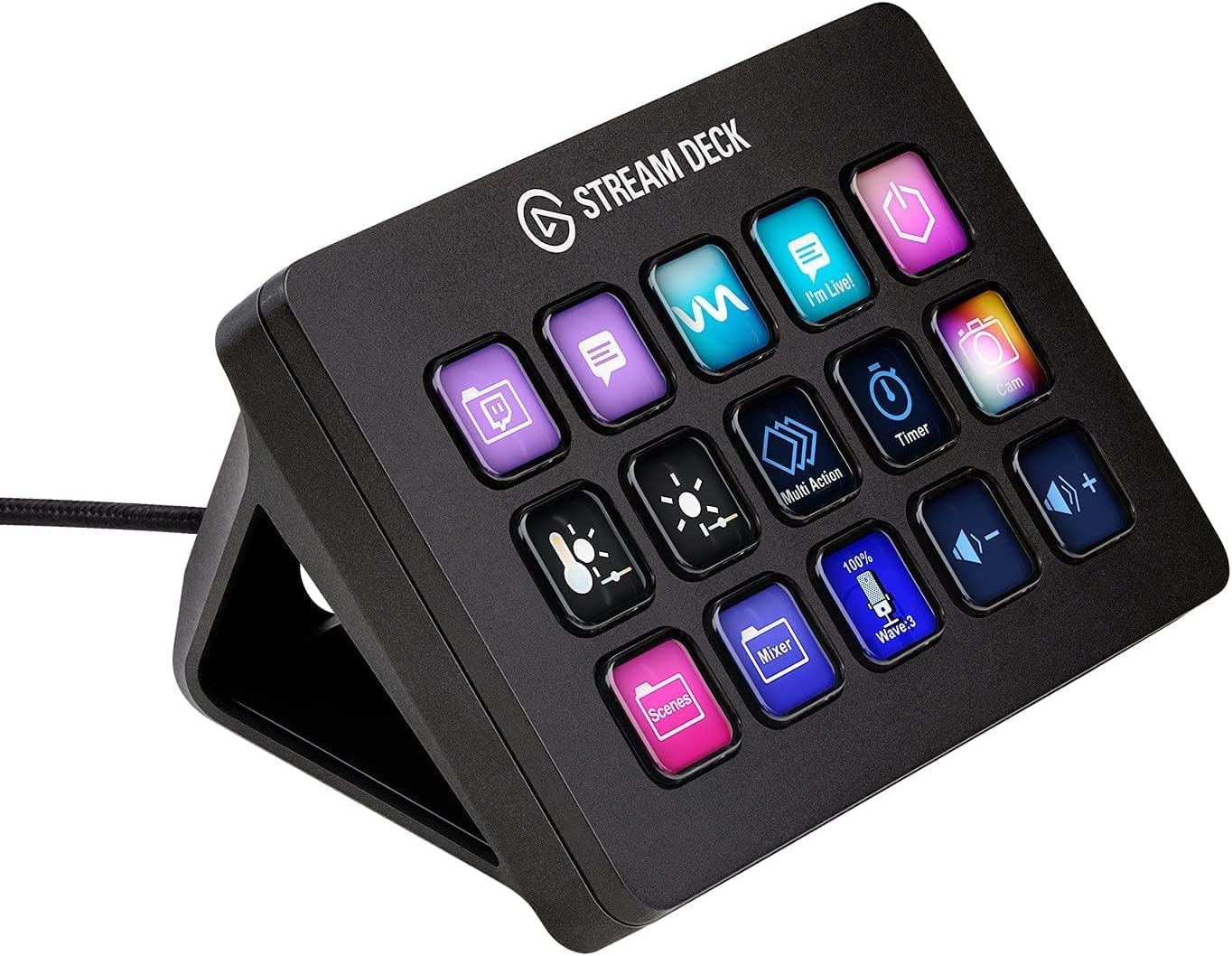Elgato Stream Deck MK.2 – 工作室控制器，配備 15 個巨集按鍵，可觸發 OBS、Twitch、YouTube 等應用程式和軟體中的操作，相容於 Mac 和 PC。