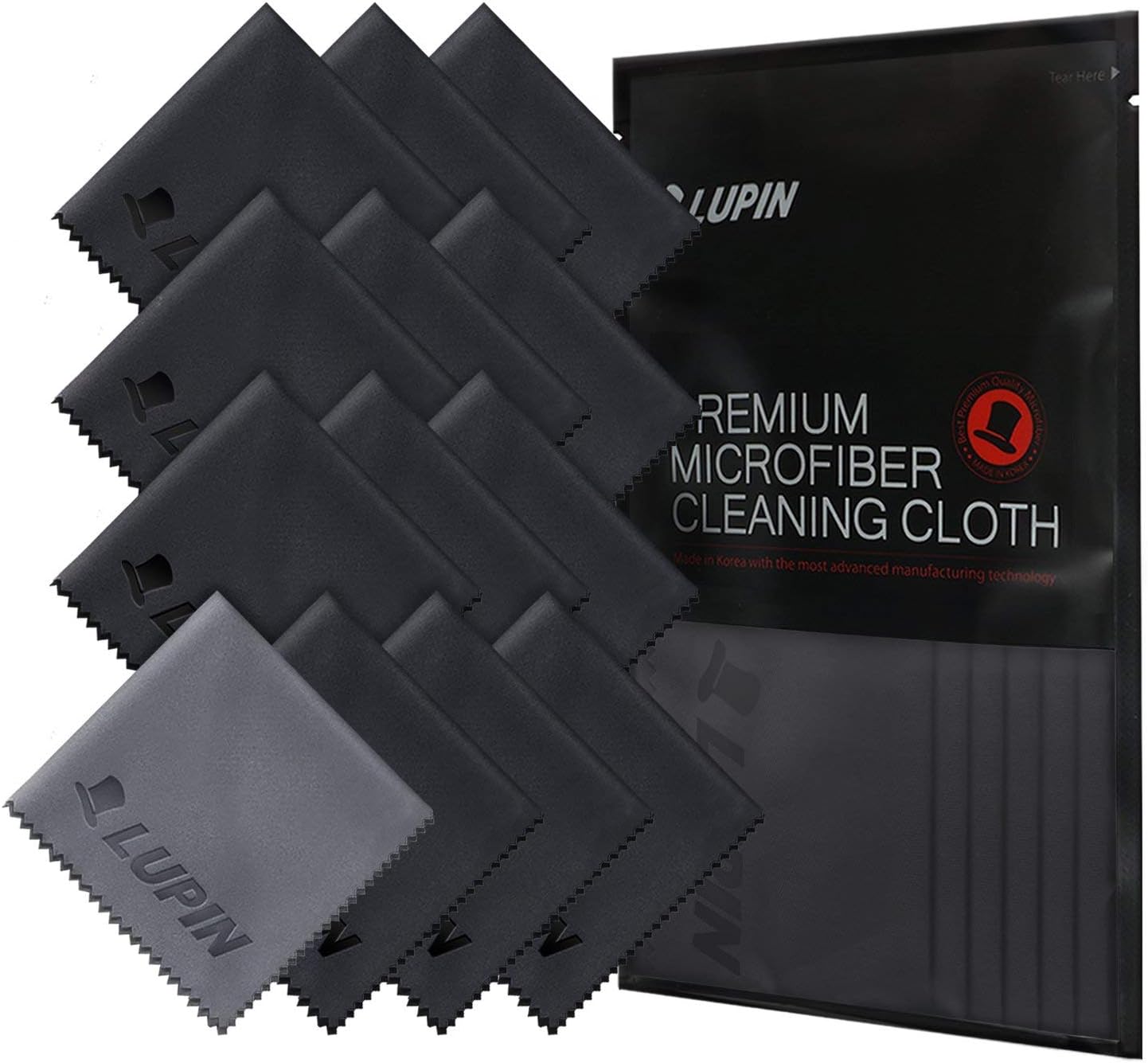 Lupin 超細纖維清潔布，13 件裝，優質超細絨毛拋光布，適用於手機、平板電腦、筆記型電腦、iPad、眼鏡、汽車美容、電視螢幕及其他表面，帶收納盒 -