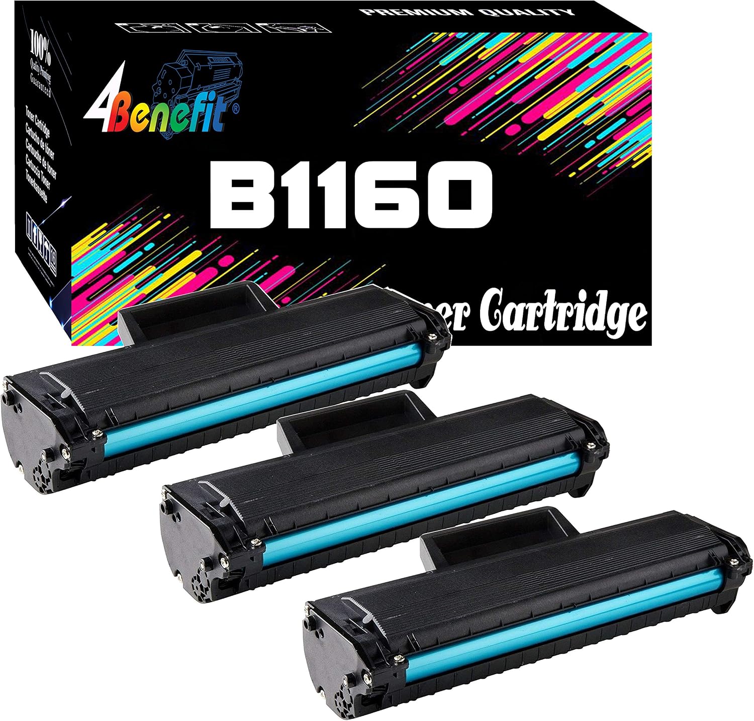 （3支裝）4Benefit 相容於替換碳粉匣 B1160 B1160W（3支黑色）適用於戴爾 B1160 B1160w B1163w B1165nfw 雷射印表機（YK1PM 331-7335 HF44N HF442）