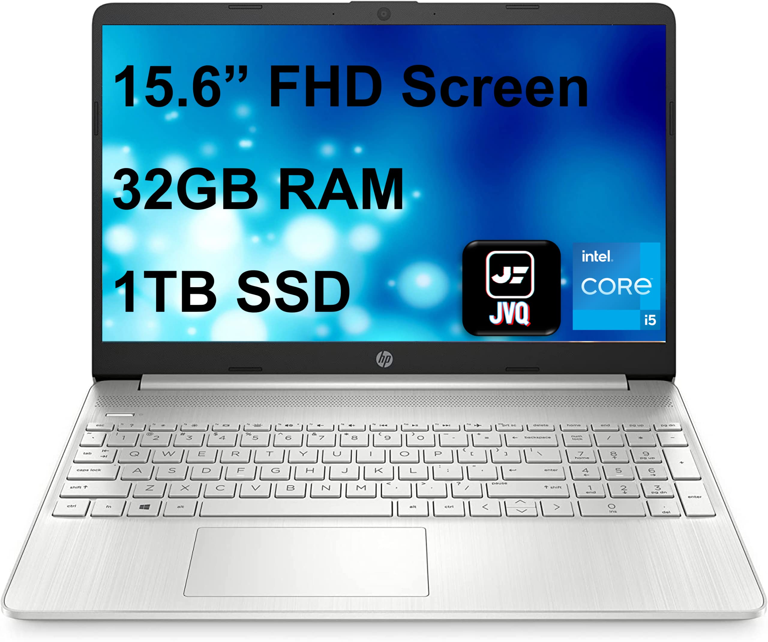 惠普最新 Pavilion 筆記型電腦，15.6 吋 FHD 螢幕，英特爾酷睿 i5-1135G7 處理器（最高可達 4.2 GHz），32GB 內存，1TB 固態硬碟，Type-C 接口，HDMI 接口，藍牙，Windows 11 家用版，銀色，JVQQ