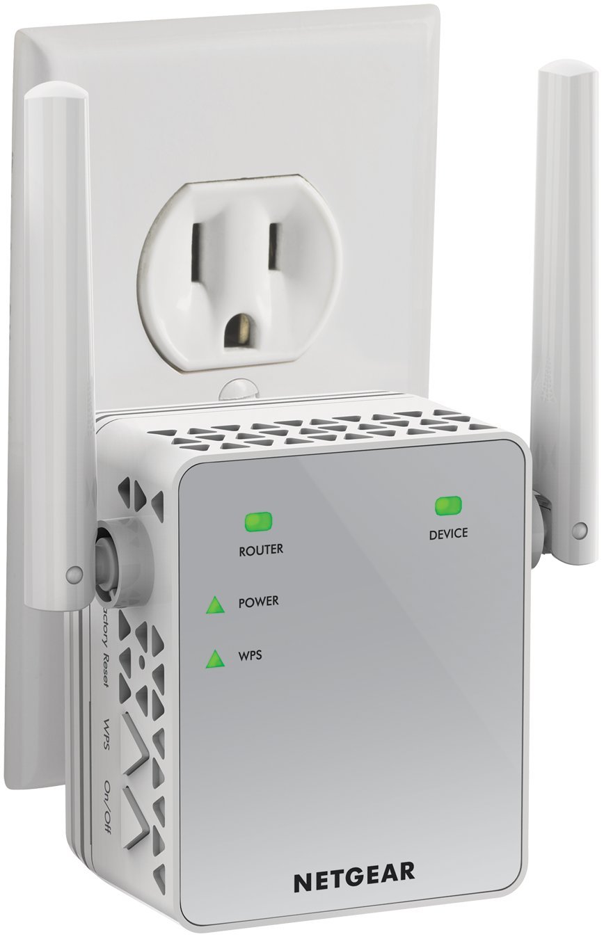 NETGEAR EX3700 Wi-Fi 訊號擴展器 - 覆蓋範圍高達 1000 平方英尺，可同時連接 15 台設備，具備 AC750 雙頻無線訊號增強器和中繼器功能（速度高達 750Mbps），並採用緊湊型壁插式設計。