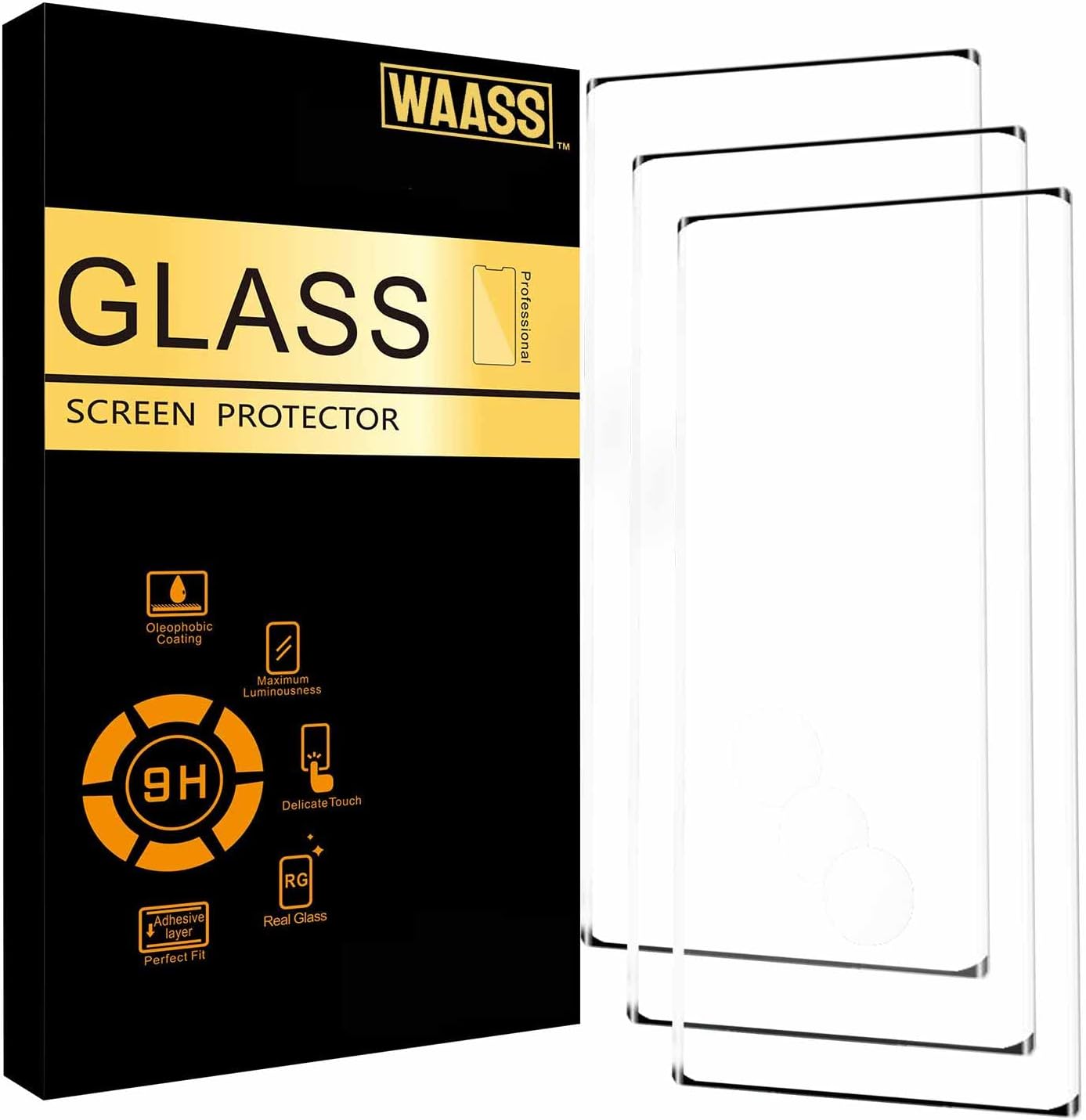 WAASS 三星 Note 20 Ultra 專用螢幕保護貼（3 片裝）3D 立體強化玻璃，超清透，防刮花，相容於手機殼