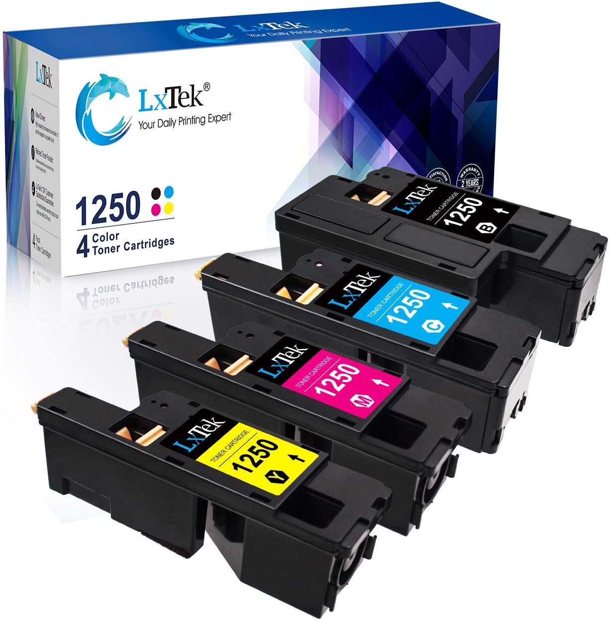 LxTek 相容於硒鼓，適用於戴爾 1250 810WH C5GC3 XMX5D WM2JC，可用於 1250c C1760nw C1765nfw C1765nf 1350cnw 1355cn 13555nfw C1765nf 1350cnw 1355cn 13555nfw C1765nf 1350cnw 1355cn 13555nfw 列印機（黑色、青色）