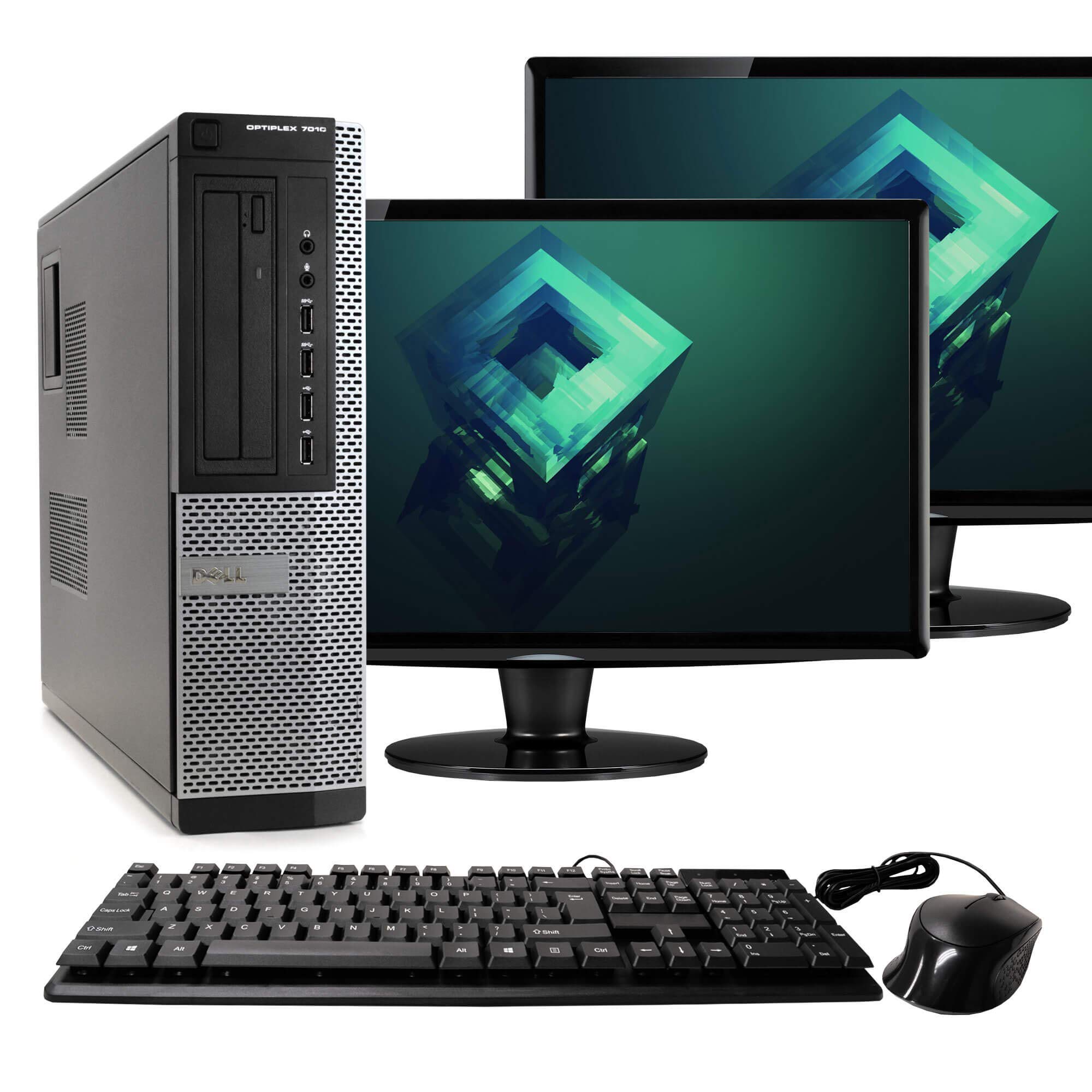戴爾 Optiplex 7010 桌上型電腦，英特爾酷睿 i5-3470 3.2 GHz 處理器，8GB 內存，500GB 硬碟，鍵盤/滑鼠，WiFi，雙 17 吋液晶顯示器（品牌隨機），DVD 光碟機，Windows 10 系統（翻新機）