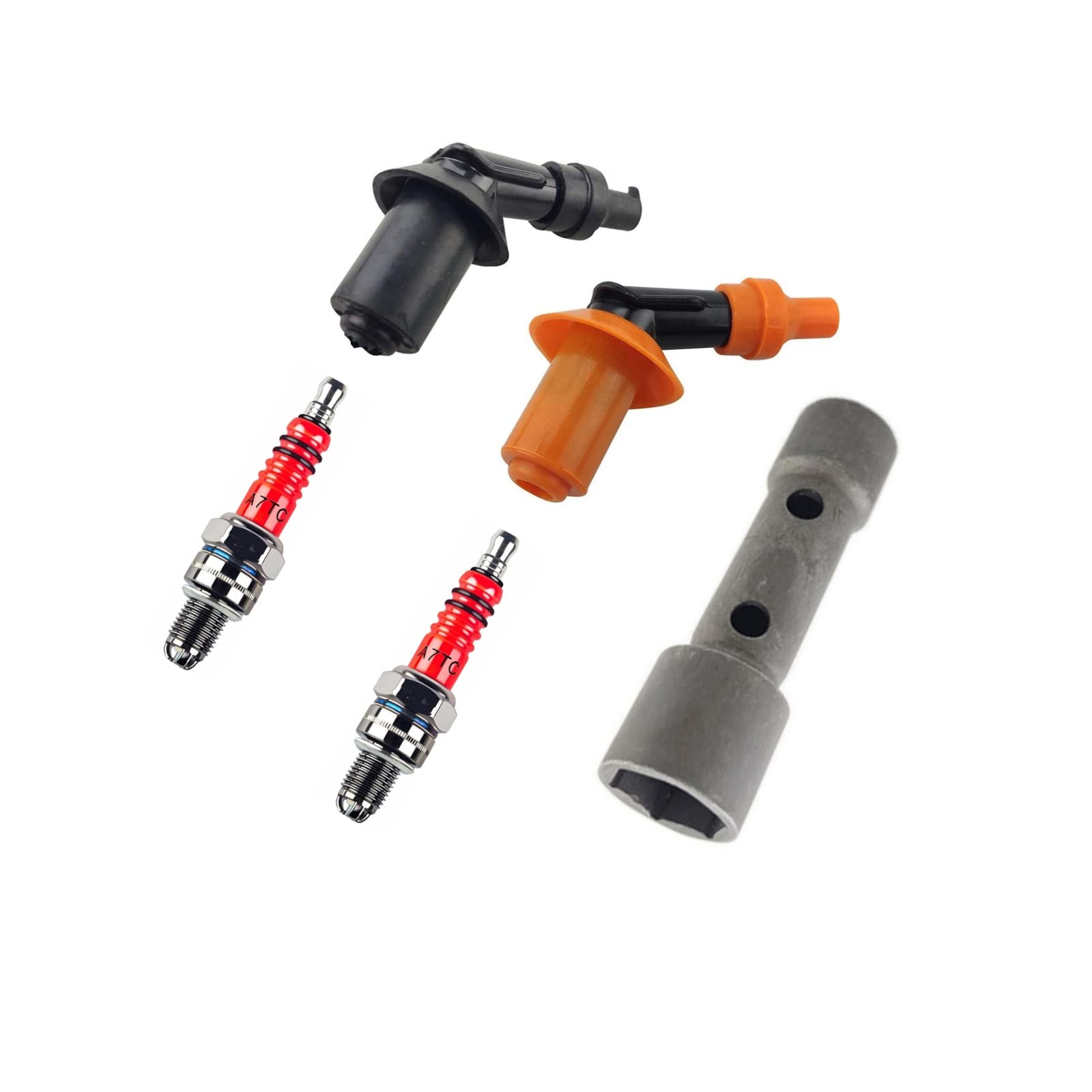 GY6高性能電極火星塞A7TC+電阻火星塞帽+GY6雙頭火星塞工具