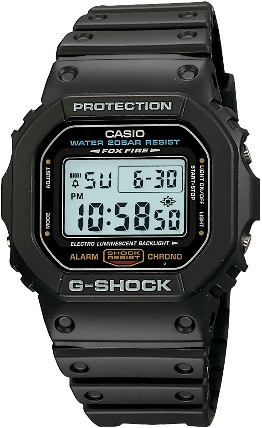 男士 G-Shock 石英錶，樹脂錶帶，黑色，20（型號：DW5600E-1V）