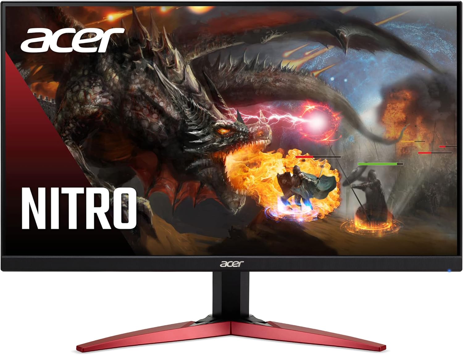 宏碁 Nitro KG241Y Sbiip 23.8 吋全高清 (1920 x 1080) VA 遊戲顯示器 | AMD FreeSync Premium 技術 | 165Hz 更新率 | 1ms (VRB) | ZeroFrame 零邊框設計 | 1 個 DisplayPort 1.2 介面和 2 個介面 介面與MI
